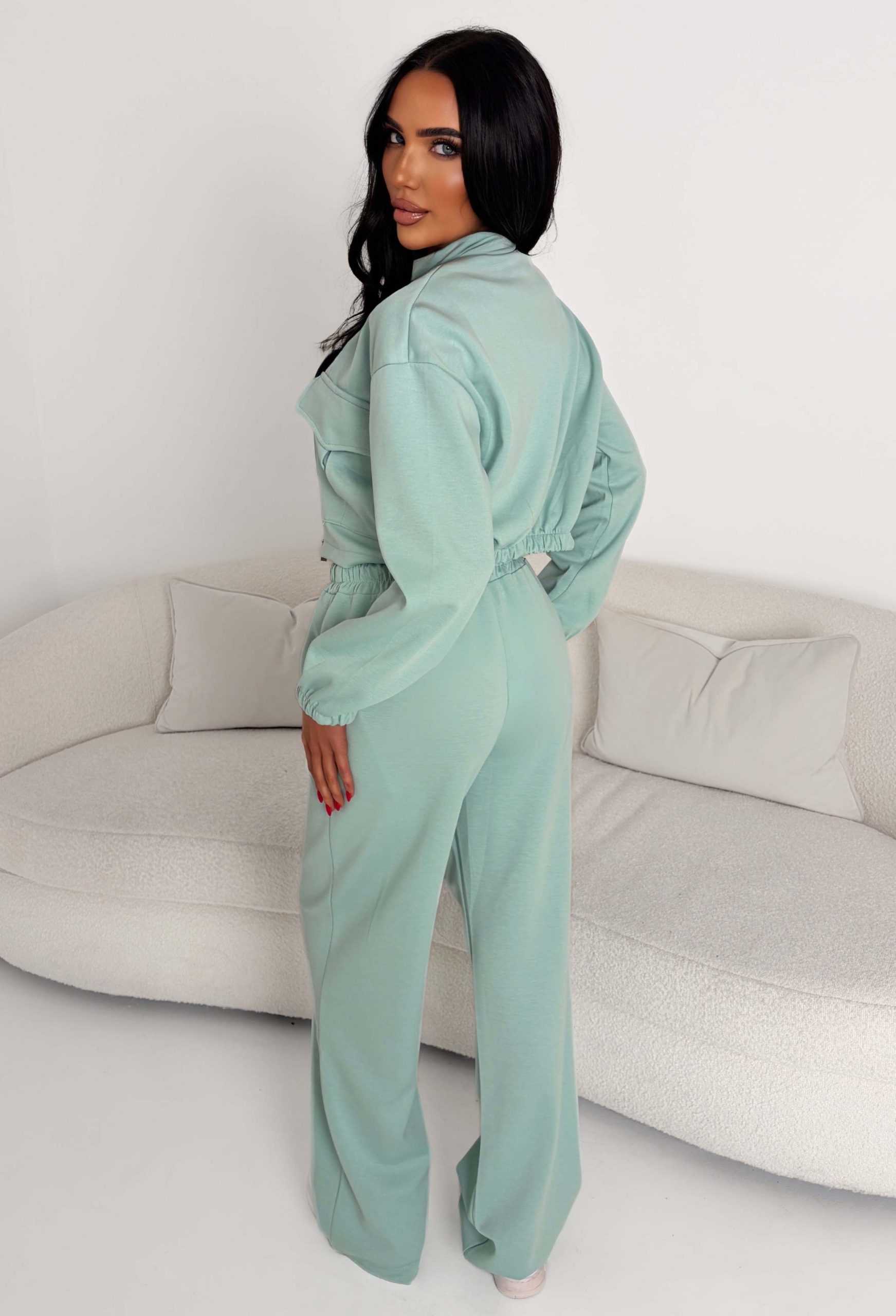 Rest Mode Green Zip Up Pocket Lounge Co-ord - Image 2