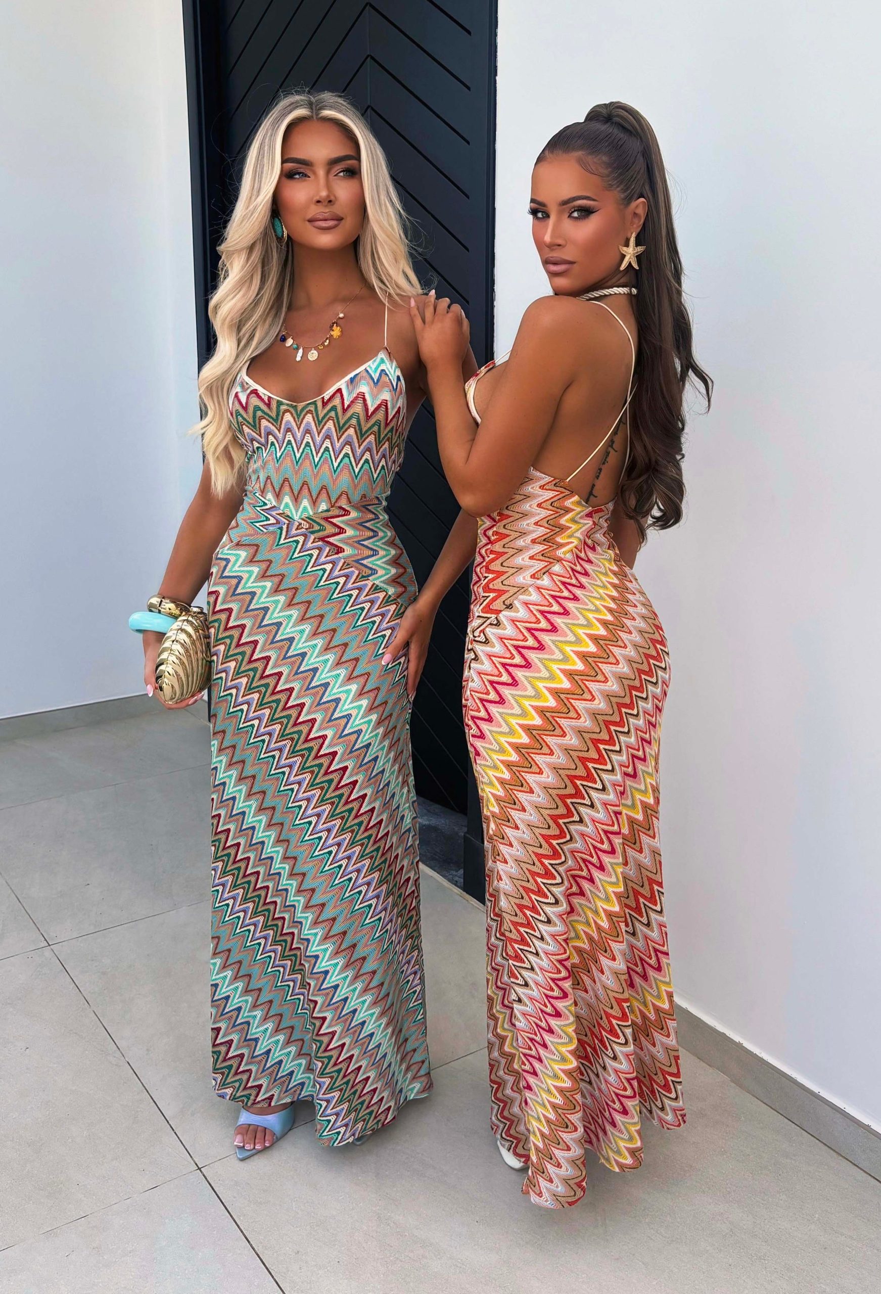 Bring On The Style Green Zig Zag Maxi Dress - Image 2