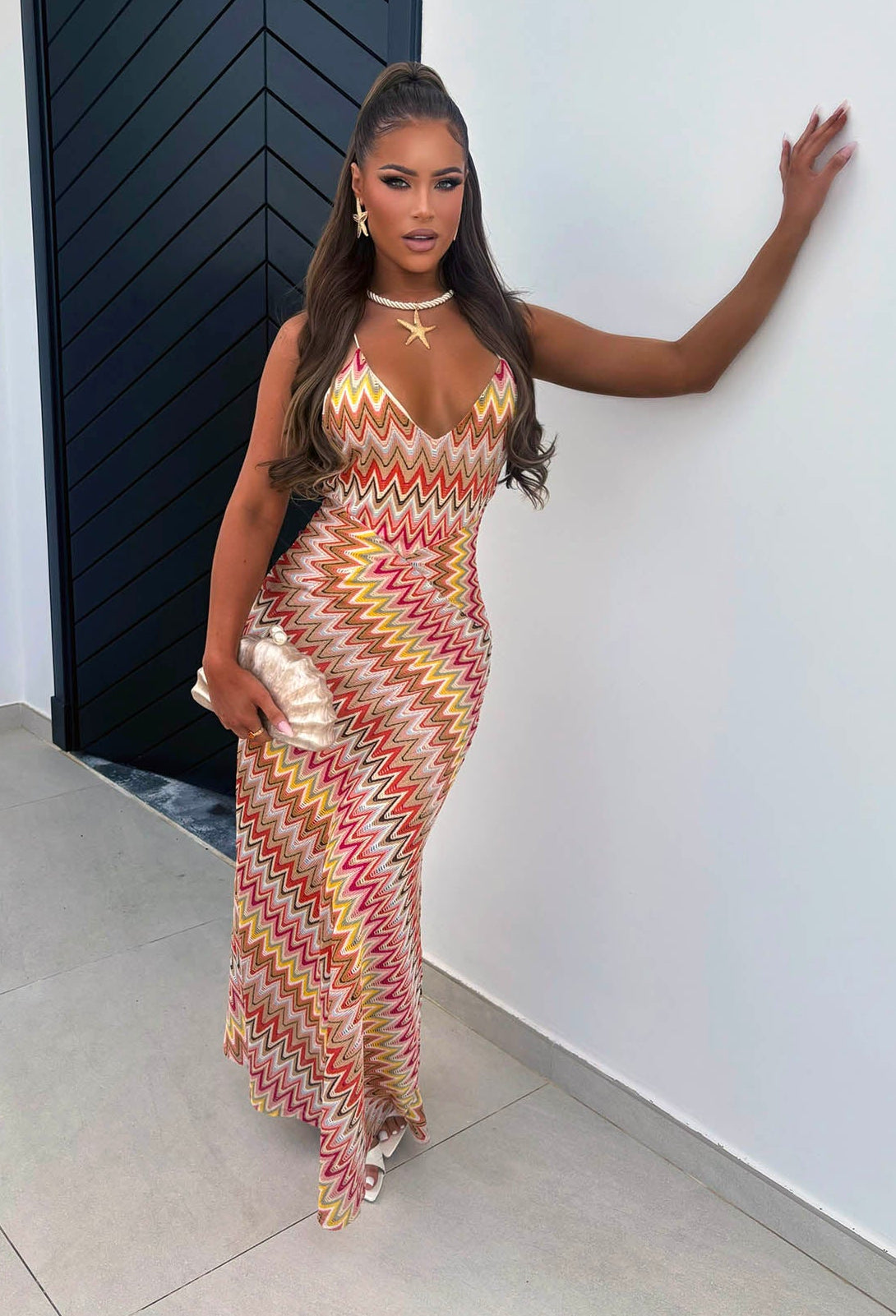 Bring On The Style Orange Zig Zag Maxi Dress - Image 2