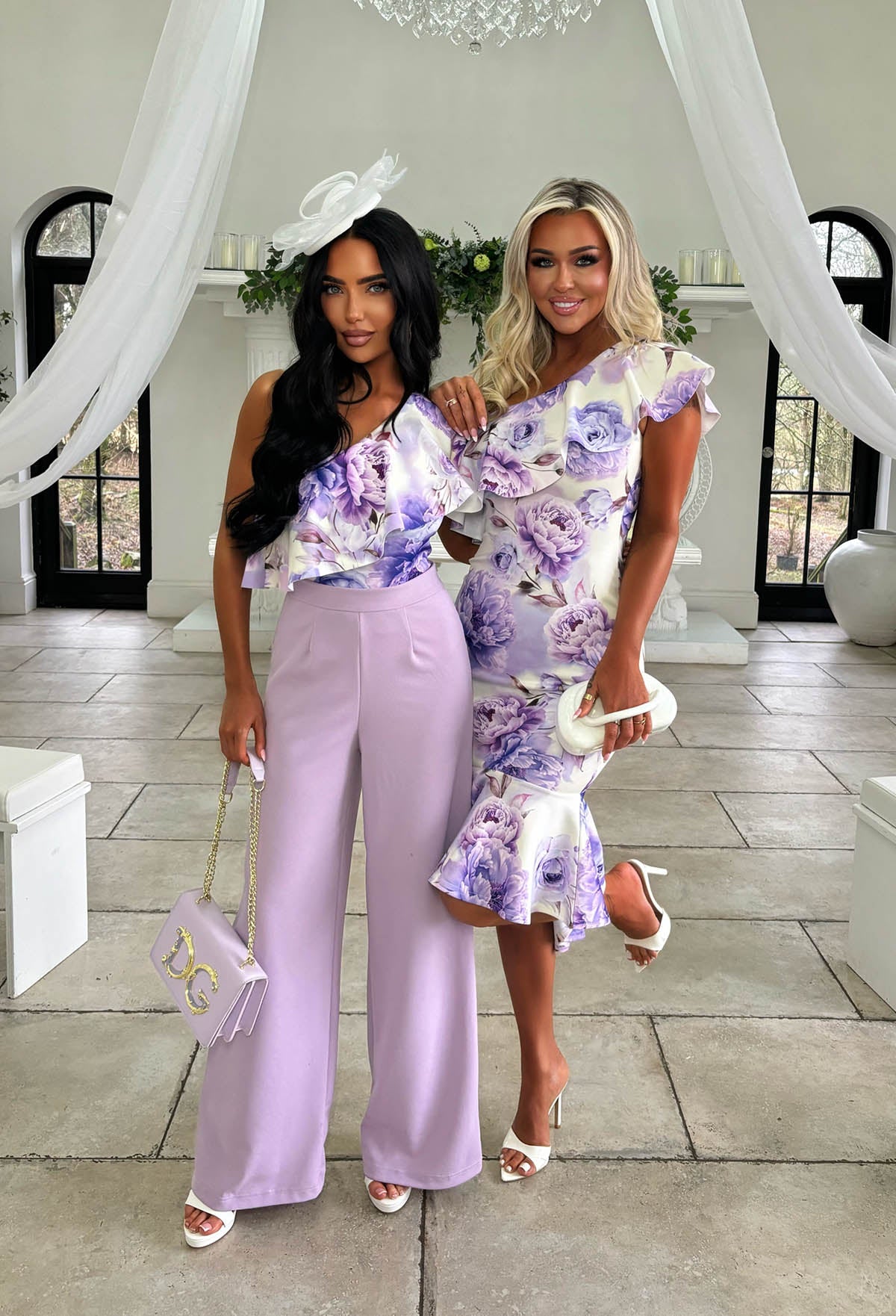 Darling Daydream Lilac Floral Asymmetric Ruffle Midi Dress - Image 2