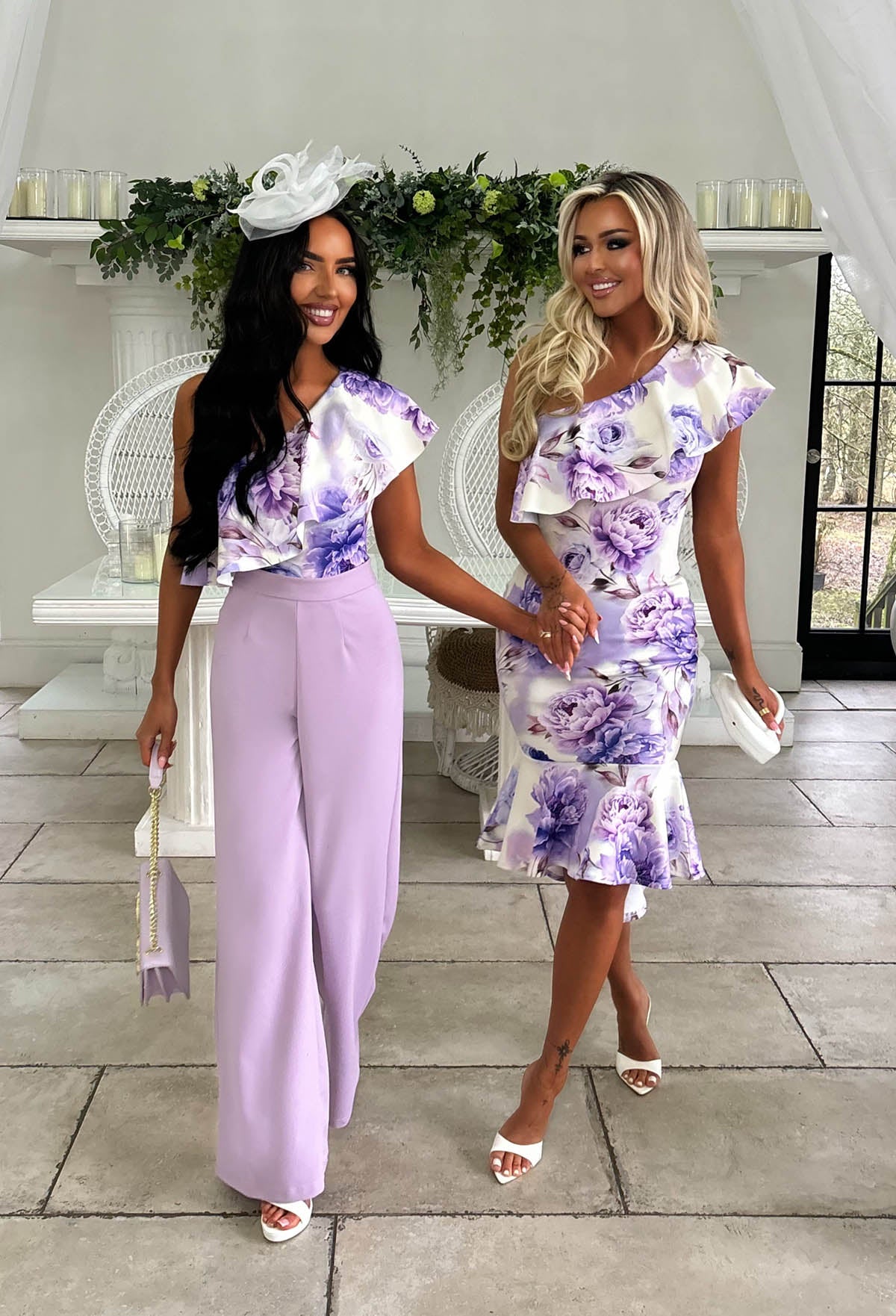 Darling Daydream Lilac Floral Asymmetric Ruffle Midi Dress - Image 4