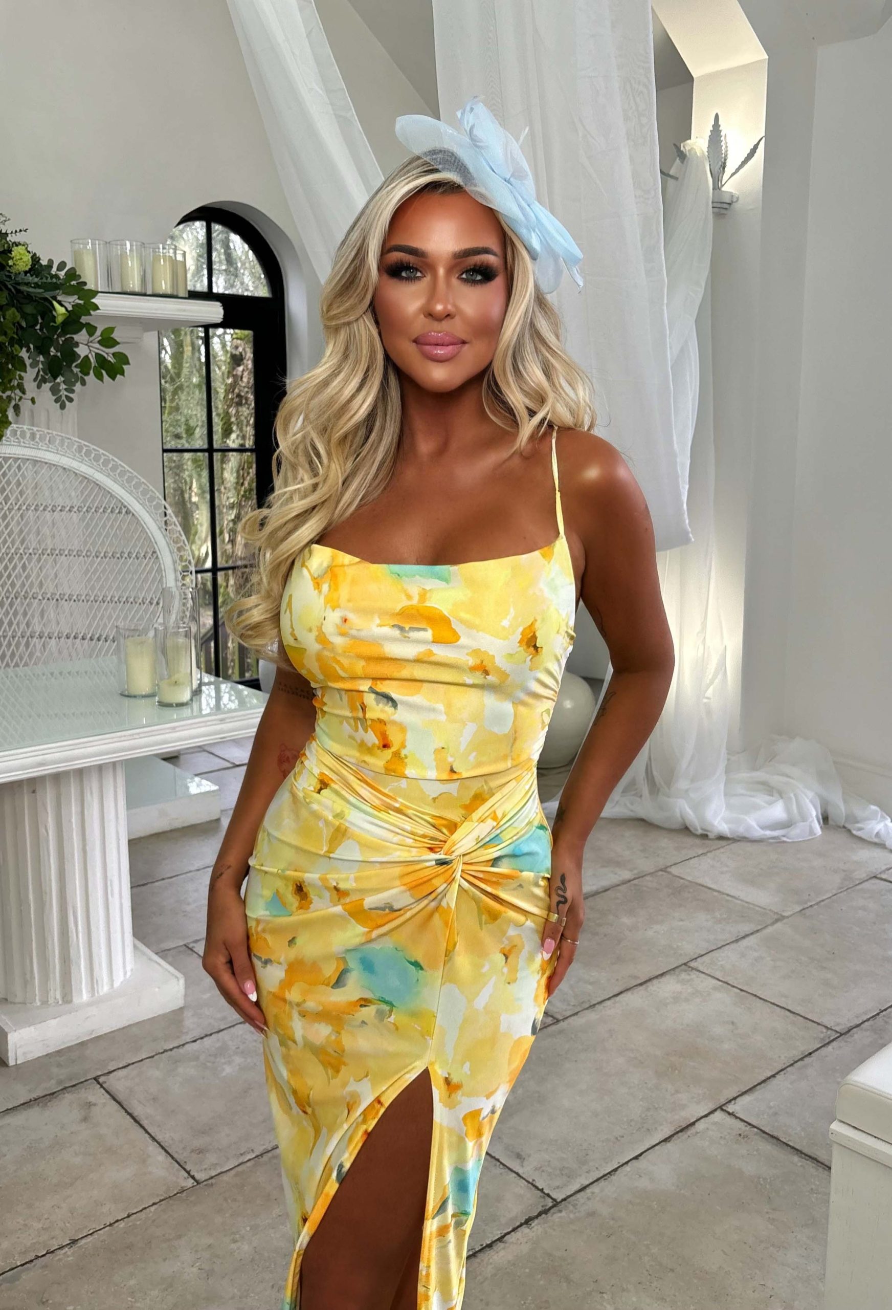 Hotter Than Ever Yellow Abstract Floral Print Dress - Image 2