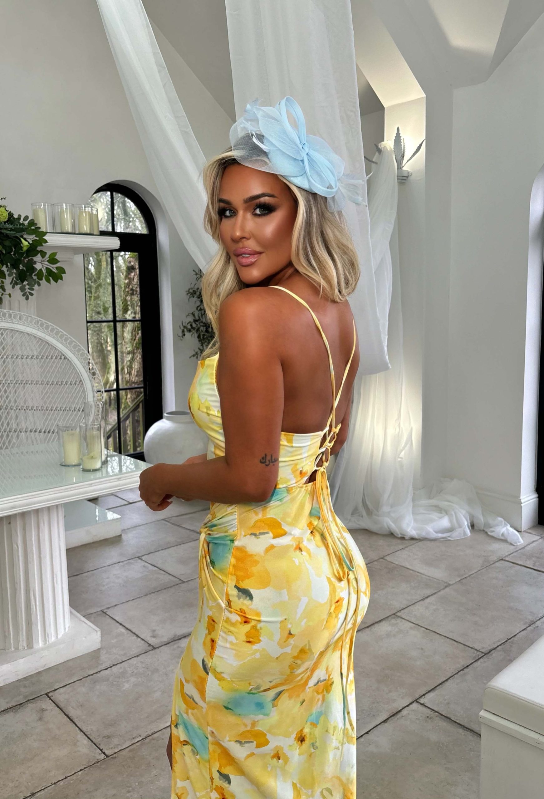 Hotter Than Ever Yellow Abstract Floral Print Dress - Image 3