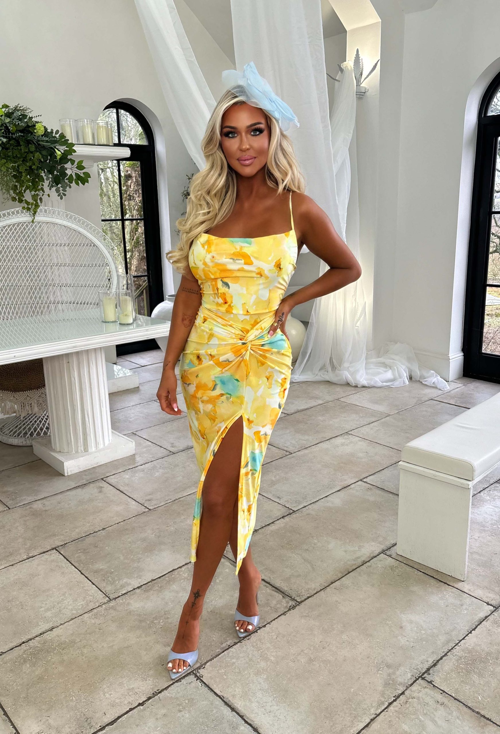 Hotter Than Ever Yellow Abstract Floral Print Dress - Image 4