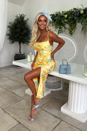 Hotter Than Ever Yellow Abstract Floral Print Dress