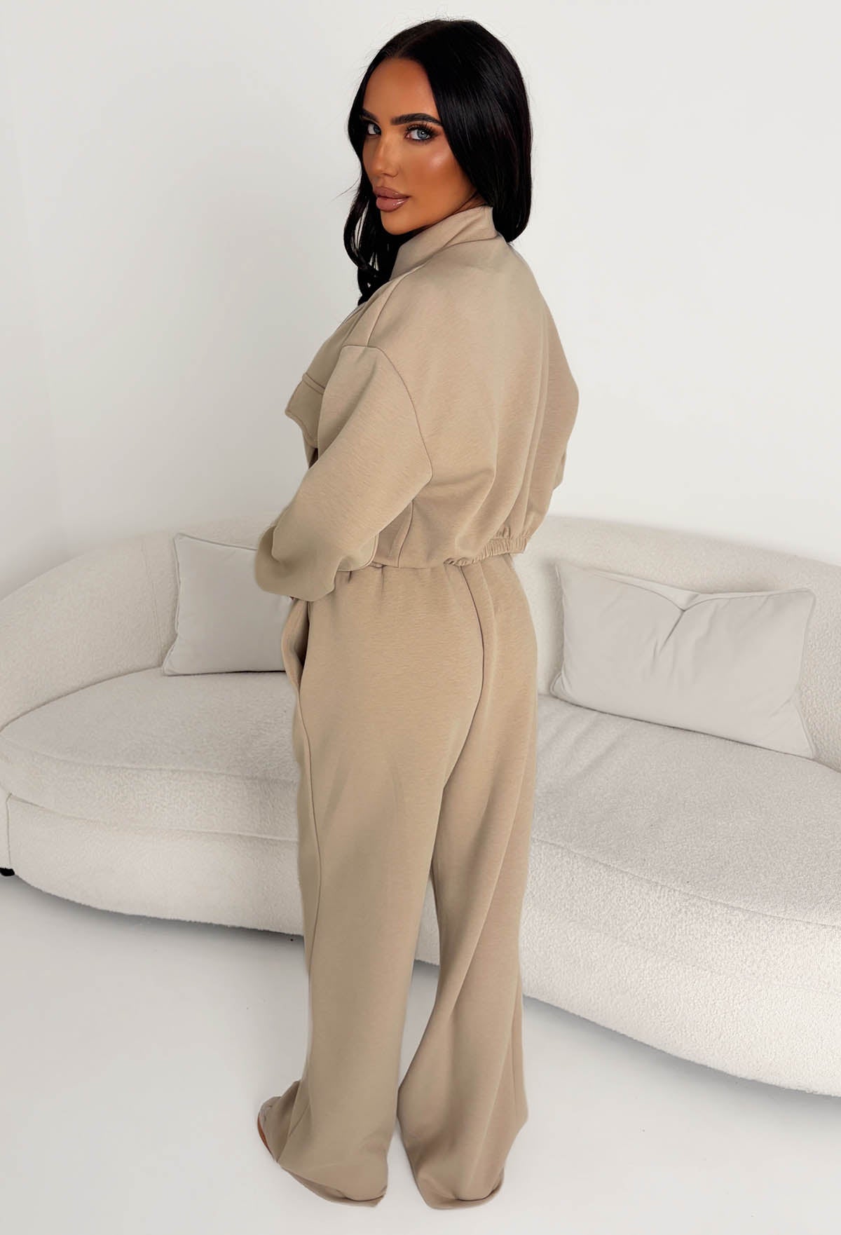 Rest Mode Cream Zip Up Pocket Lounge Co-Ord Set - Image 2