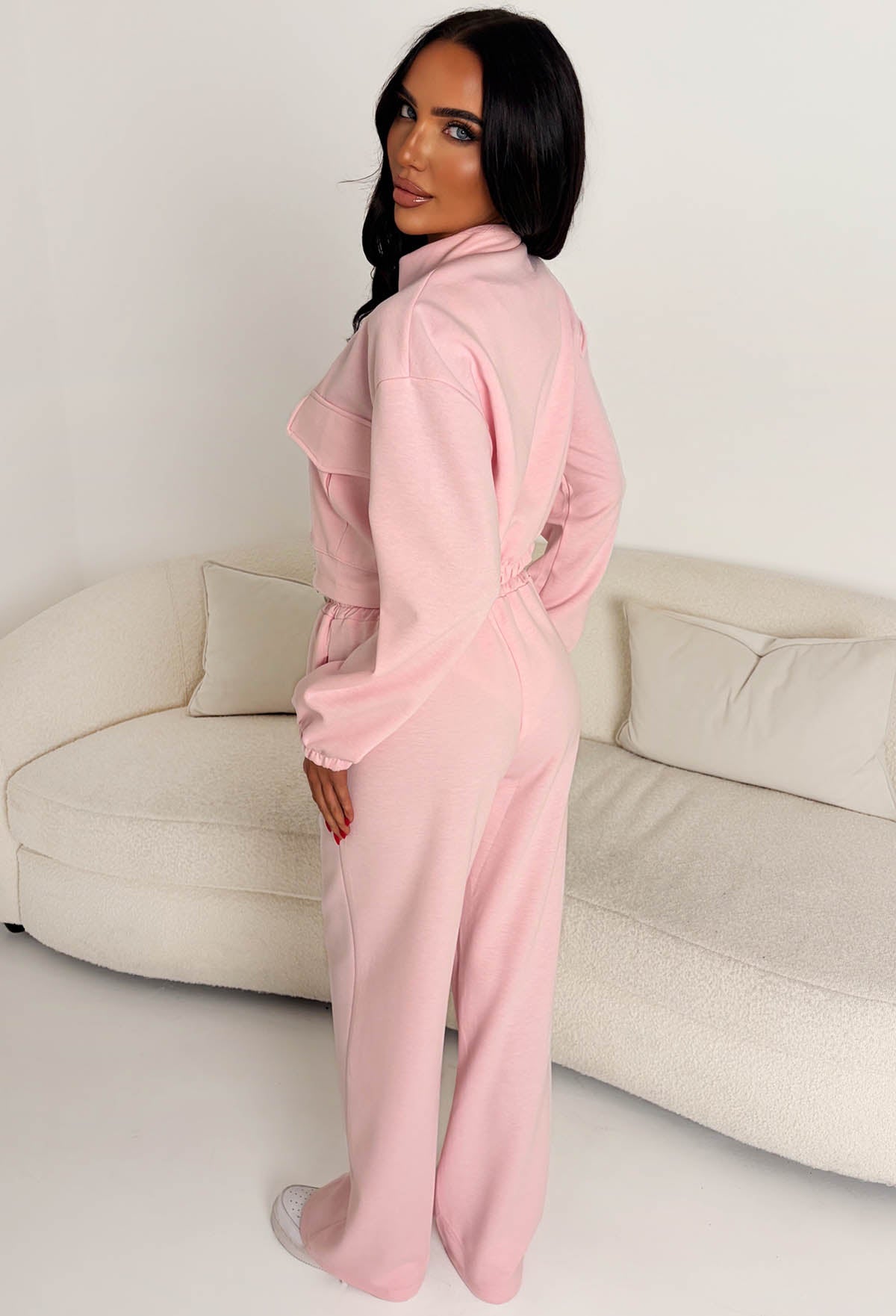 Rest Mode Pink Zip Up Pocket Lounge Co-Ord Set - Image 2