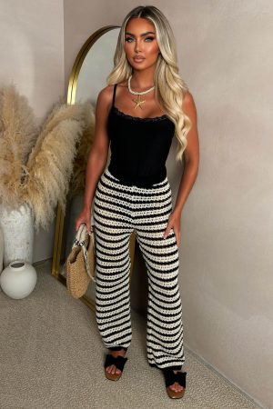 Todays Temptation Black Monochrome Knitted Trousers